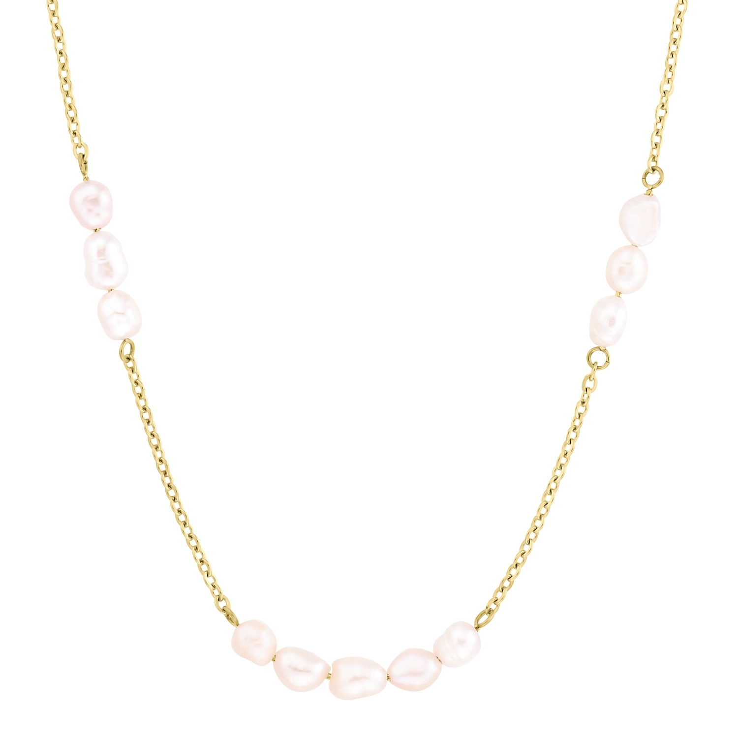 Halskette für Damen, Edelstahl, Süßwasserzuchtperle