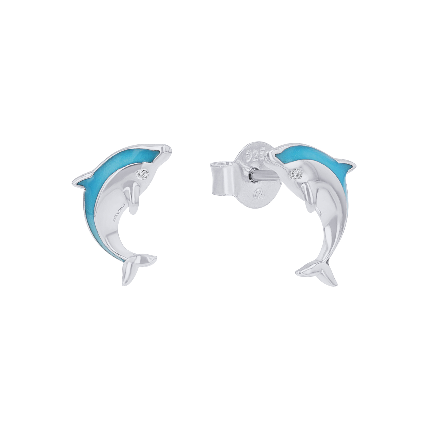 Ohrstecker für Mädchen, 925 Sterling Silber, Zirkonia synth. | Delphin